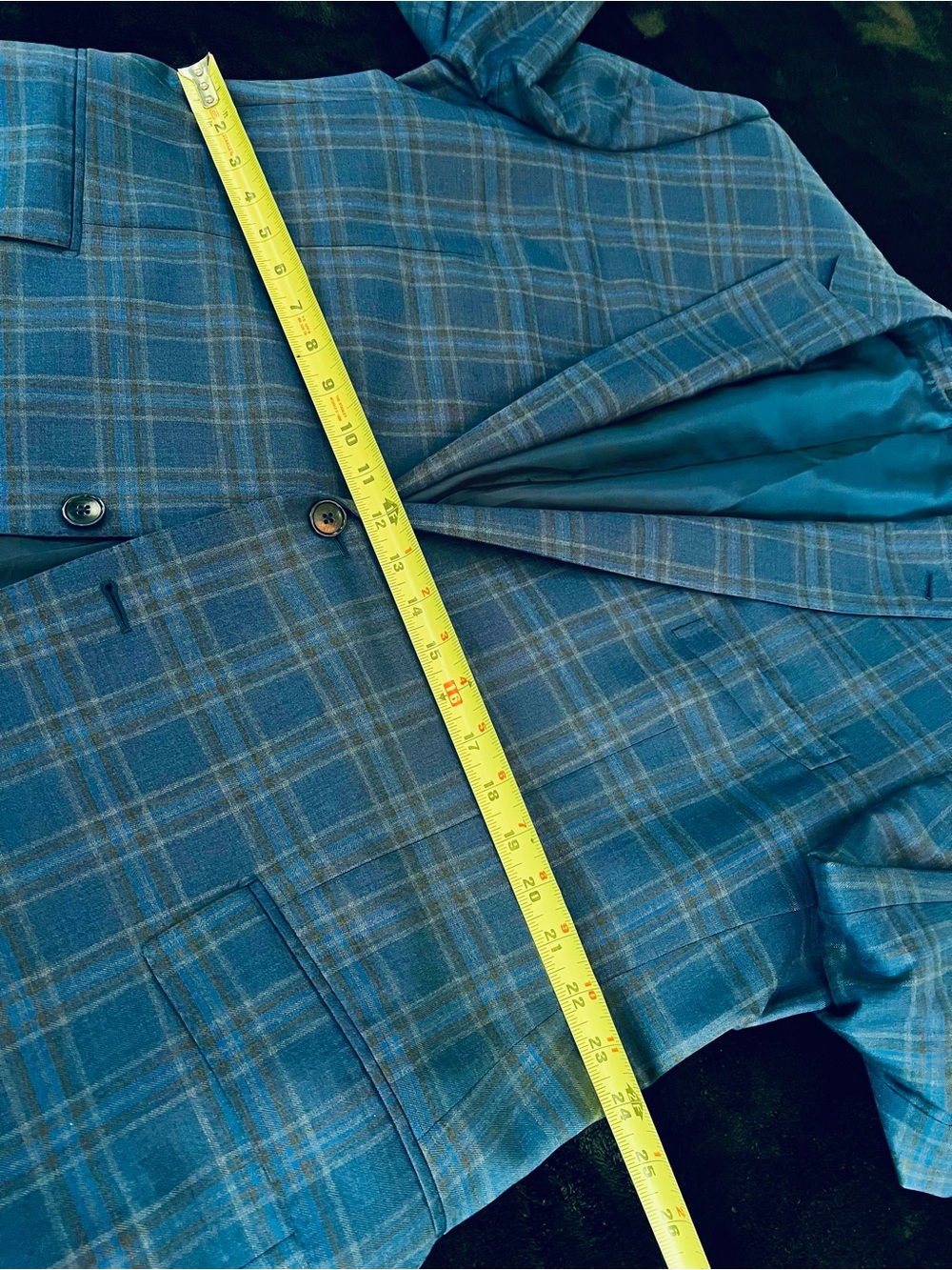 Ermenegildo Zegna Made in Italy Blue Plaid Sport Coat with Subtle Tan Windowpane - Picture 11 of 14